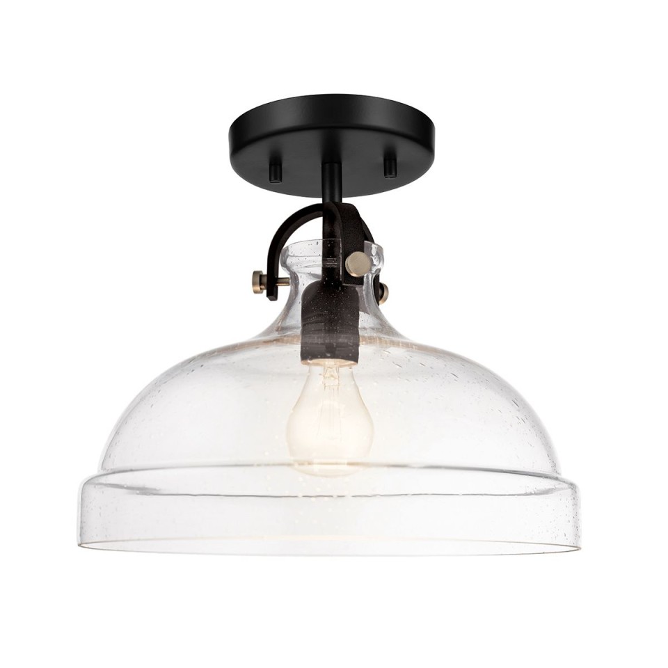 Hampton 1-ljus taklampa grafitgrå/klart glas 33 cm