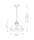 Hampton 1-ljus taklampa grafitgrå/klart glas 33 cm