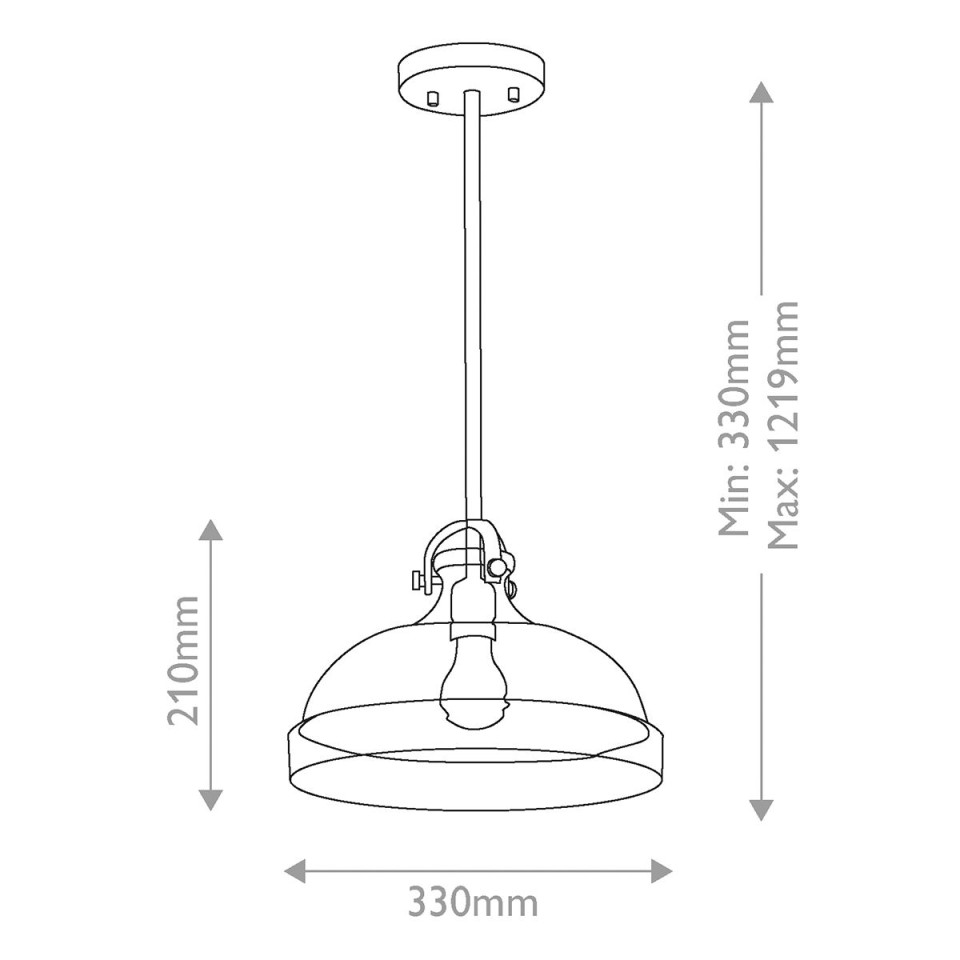 Hampton 1-ljus taklampa grafitgrå/klart glas 33 cm