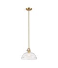 Hampton 1-ljus taklampa i naturmässing/klart glas 33 cm