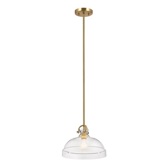 Hampton 1-ljus taklampa i naturmässing/klart glas 33 cm