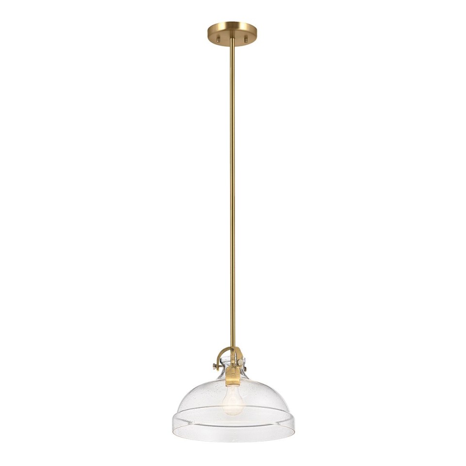 Hampton 1-ljus taklampa i naturmässing/klart glas 33 cm