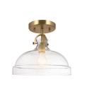Hampton 1-ljus taklampa i naturmässing/klart glas 33 cm
