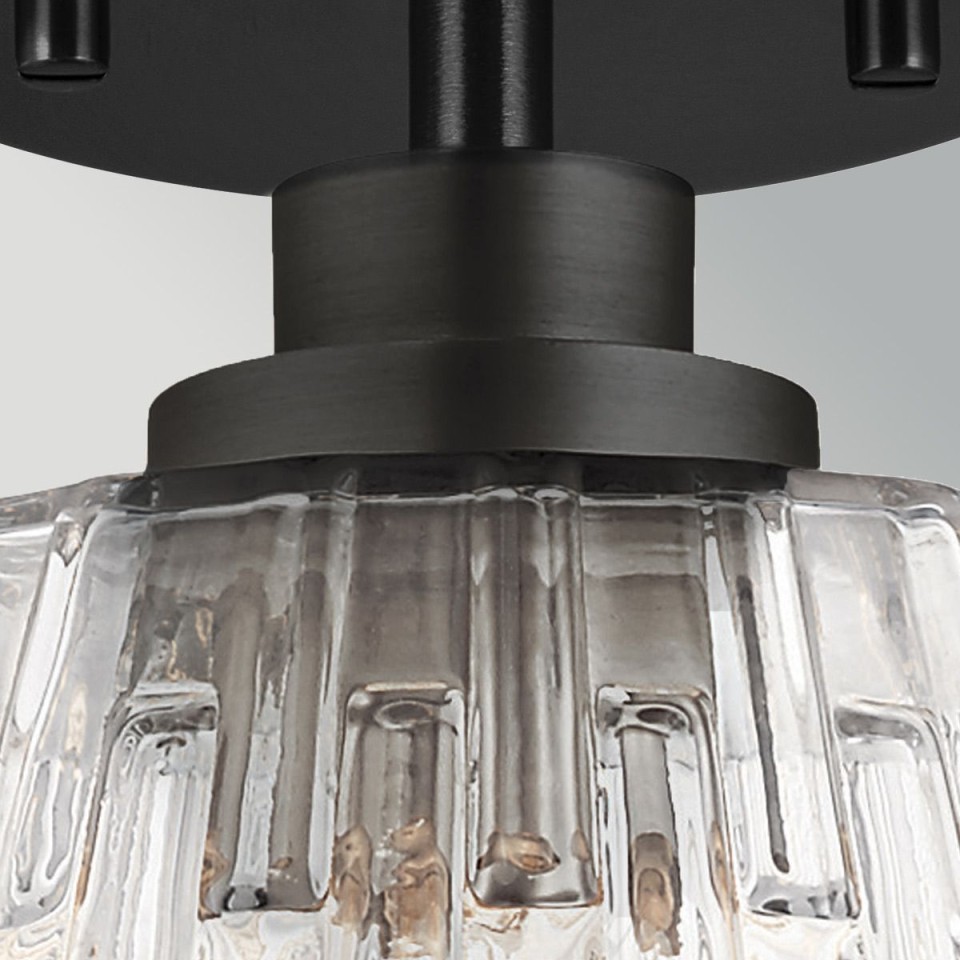 Windsor 1-ljus justebar taklampa svart/klart glas 25,4 cm