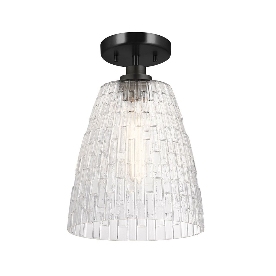 Windsor 1-ljus justebar taklampa svart/klart glas 25,4 cm