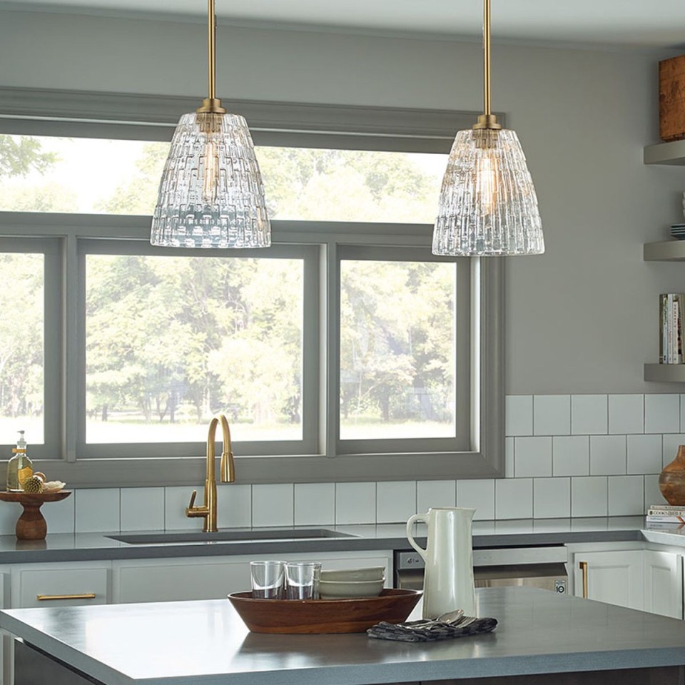 Windsor 1-lt duo-mount ceiling light natural brass/clear glass 25.4 cm