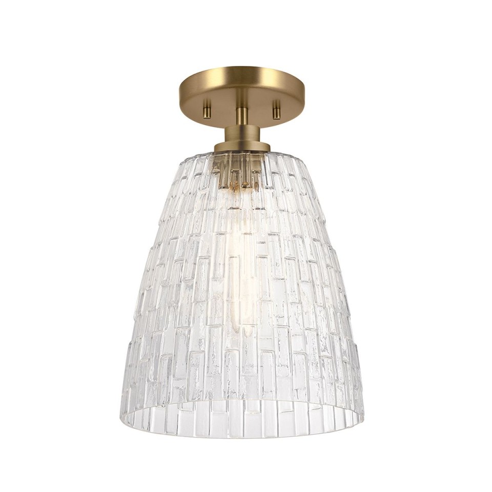 Windsor 1-lt duo-mount ceiling light natural brass/clear glass 25.4 cm