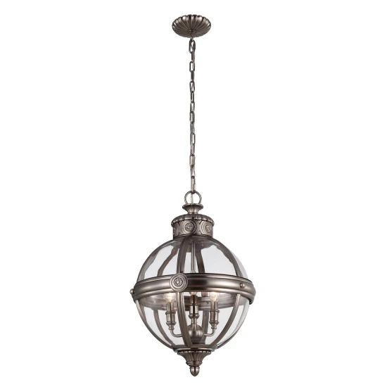 Adams 3-Lt Ceiling Lamp Antique Nickel/Clear 37.1cm