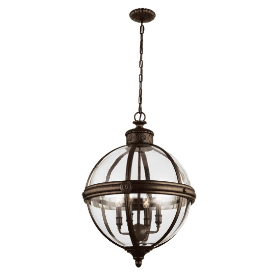 Adams 4-Lt Ceiling Lamp British Bronze/Clear 49.8cm Adams 4-Lt Ceiling Lamp British Bronze/Clear 49.8cm