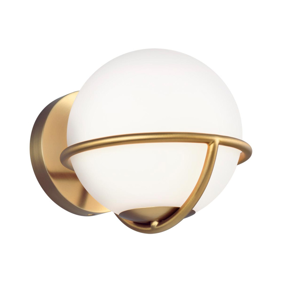 Apollo 1-Lt Wall Lamp Burnished Brass/White 17.1cm Quintesse Lighting Apollo 1-Lt Wall Lamp Burnished Brass/White 17.1cm