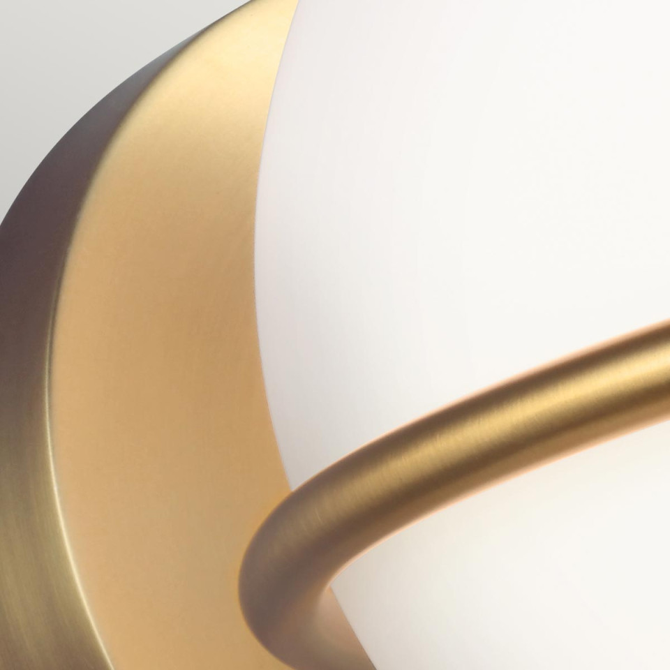 Apollo 1-Lt Wall Lamp Burnished Brass/White 17.1cm Quintesse Lighting Apollo 1-Lt Wall Lamp Burnished Brass/White 17.1cm