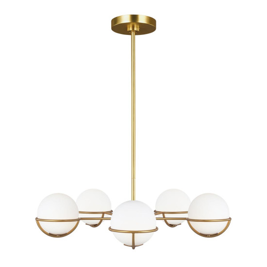 Apollo 5-Lt Chandelier Burnished Brass/White 81.3cm Apollo 5-Lt Chandelier Burnished Brass/White 81.3cm