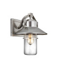 Boynton 1-Lt Medium Outdoor Wall Light Painted Brushed Steel/Clear 32.8cm IP44