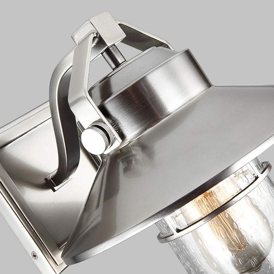 Boynton 1-Lt liten utomhusvägglampa målad borstat stål/klar 27.3cm IP44