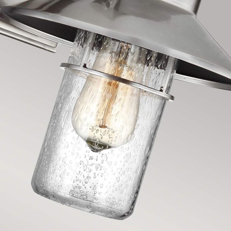 Boynton 1-Lt liten utomhusvägglampa målad borstat stål/klar 27.3cm IP44