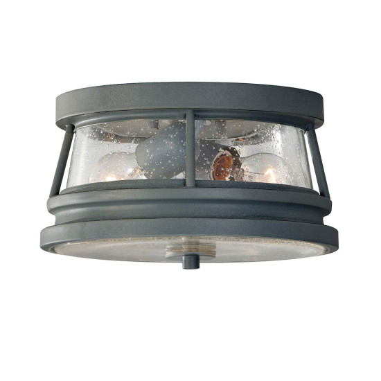Chelsea Harbor 2-Lt Outdoor Flush Ceiling Light Storm Cloud/Clear 27.9cm