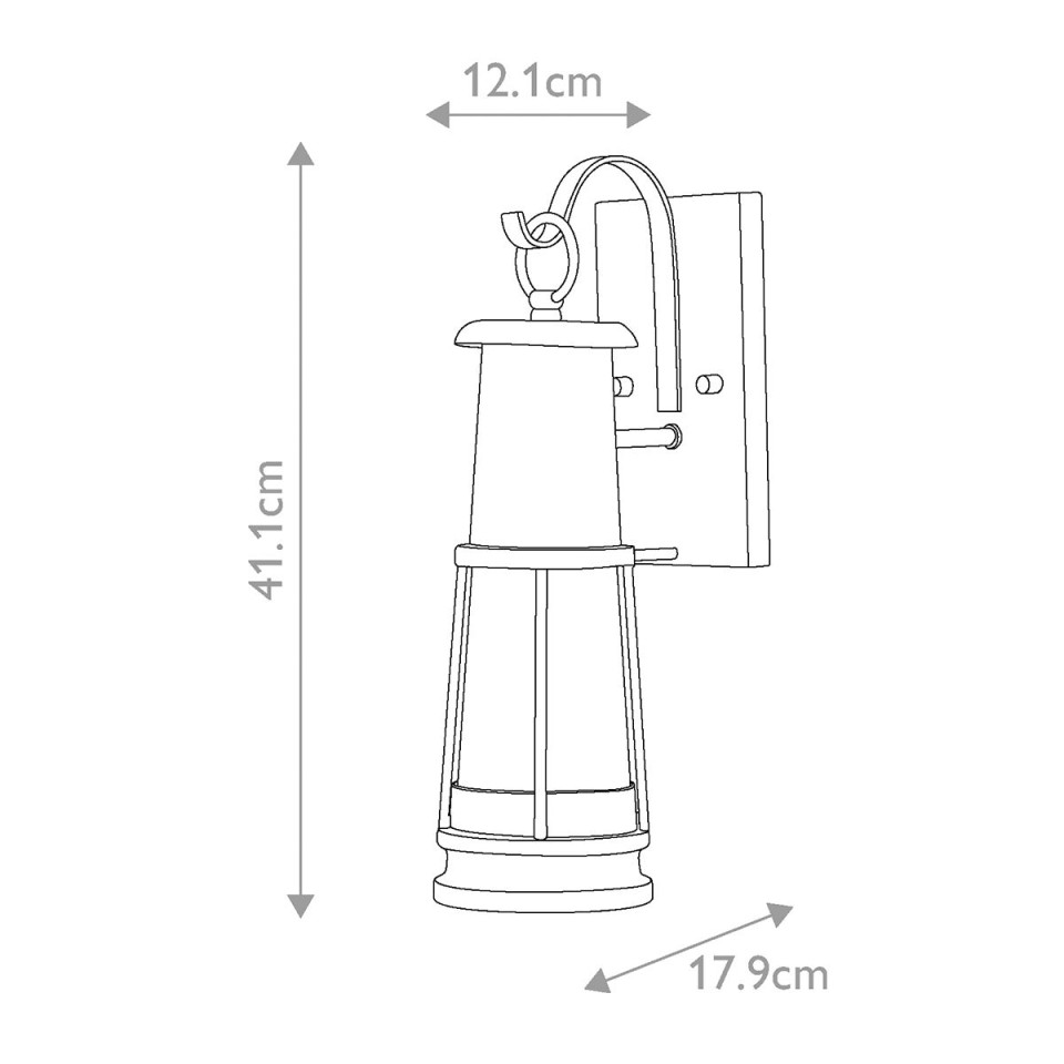 Chelsea Harbor 1-Lt Outdoor Wall Light Storm Cloud/Clear 41.1cm IP44
