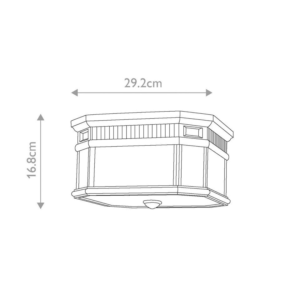 Cotswold Lane 2-Lt Outdoor Flush Ceiling Light Black/Clear 29.2cm IP44