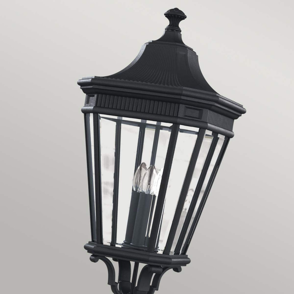 Cotswold Lane 3-ljus stor utomhuslyktstolpe svart/klar 257 cm IP44