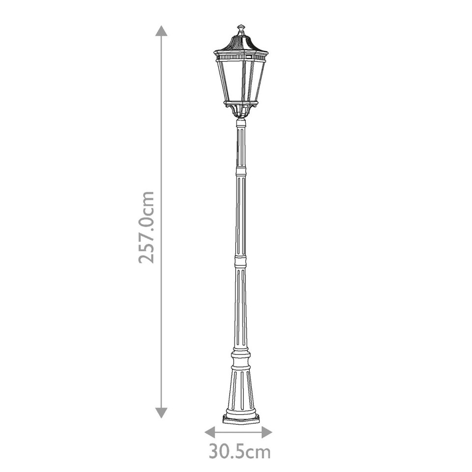 Cotswold Lane 3-ljus stor utomhuslyktstolpe svart/klar 257 cm IP44