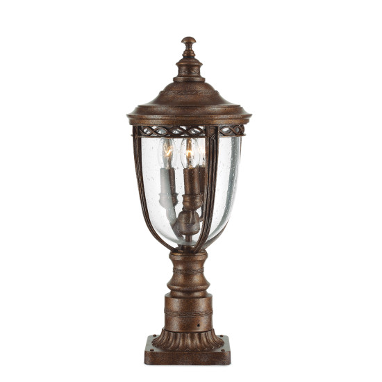 English Bridle 3-Lt Medium Outdoor Pedestal Light British Bronze 55.2cm English Bridle 3-Lt Medium Outdoor Pedestal Light British Bronze 55.2cm