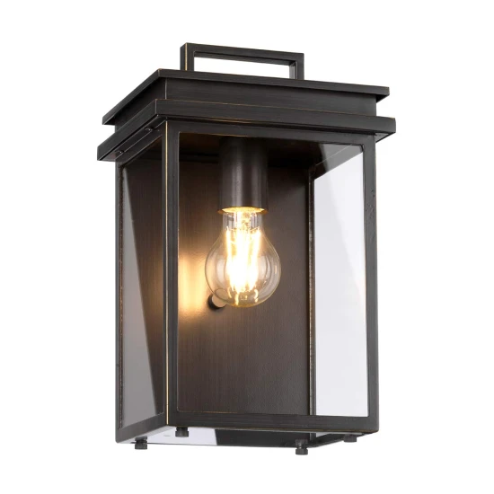 Glenview 1-Lt Medium Outdoor Wall Light Antique Bronze/Clear 30.7cm IP44