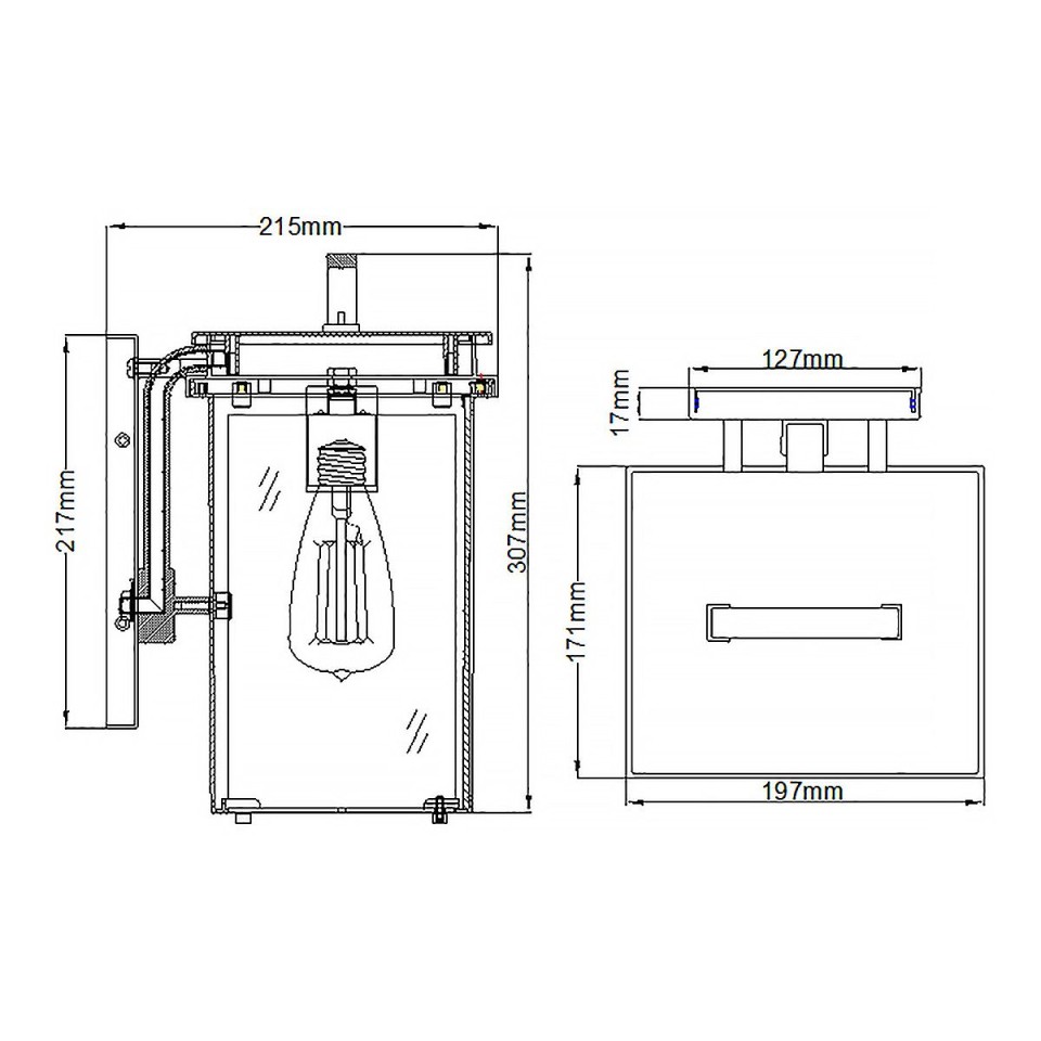Glenview 1-Lt Medium Outdoor Wall Light Antique Bronze/Clear 30.7cm IP44