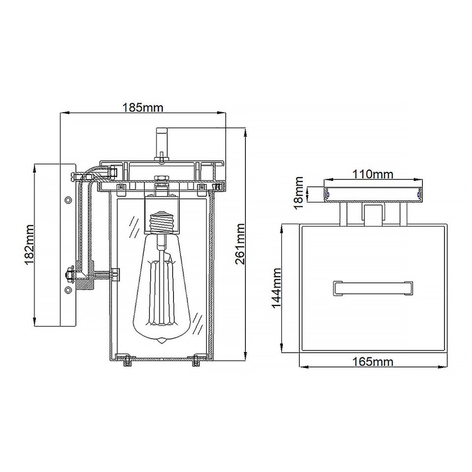 Glenview 1-Lt Small Outdoor Wall Light Antique Bronze/Clear 26.1cm IP44