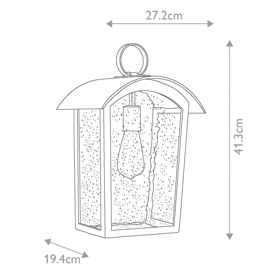 Hodges 1-Lt Large Outdoor Wall Light Ash Black/Clear 41.3cm IP44