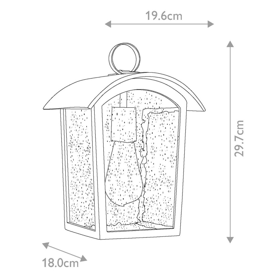Hodges 1-Lt Small Outdoor Wall Light Ash Black/Clear 29.7cm IP44