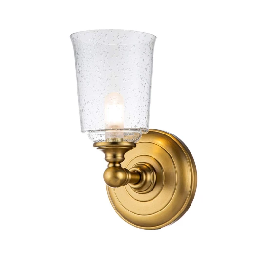 Huguenot Lake 1-Lt Wall Light Burnished Brass/Glass 24.8cm IP44
