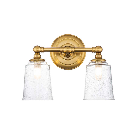 Huguenot Lake 2-Lt Wall Light Burnished Brass/Glass 33cm IP44 Huguenot Lake 2-Lt Wall Light Burnished Brass/Glass 33cm IP44