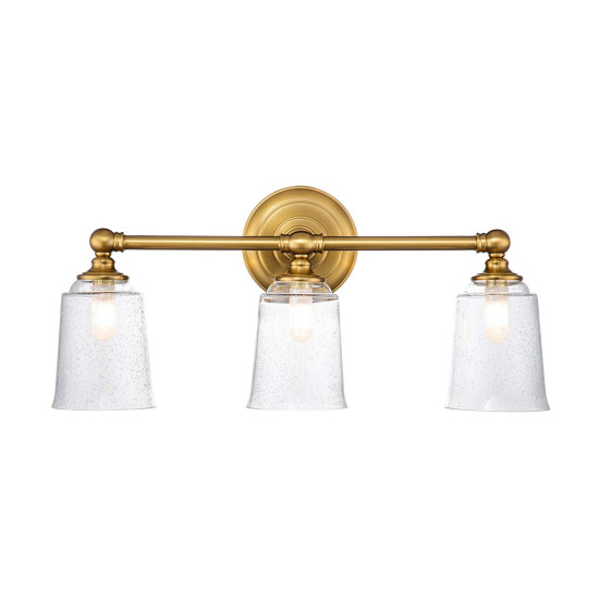 Huguenot Lake 3-Lt Wall Light Burnished Brass/Glass 53.3cm IP44