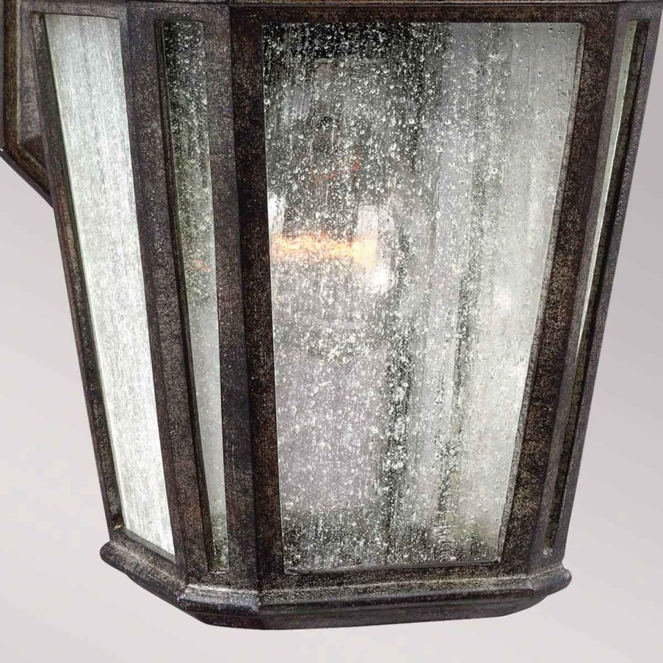 Londontowne 1-Lt Outdoor Wall Light Weathered Chestnut/Glass 29.7cm IP44