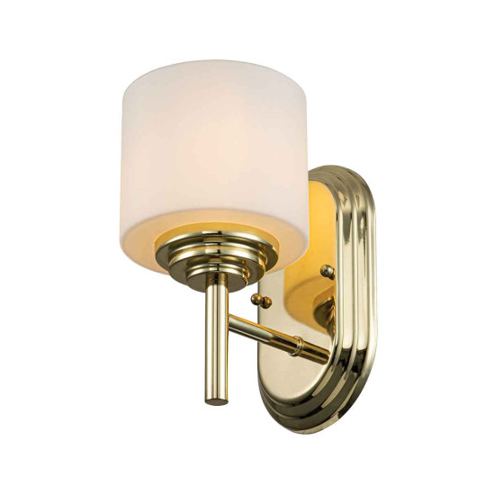 Malibu 1 vägglampa polerad mässing/vit 21.6cm IP44