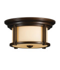 Merrill 2-Lt Outdoor Flush Ceiling Light Heritage Bronze/Cream 33cm IP44