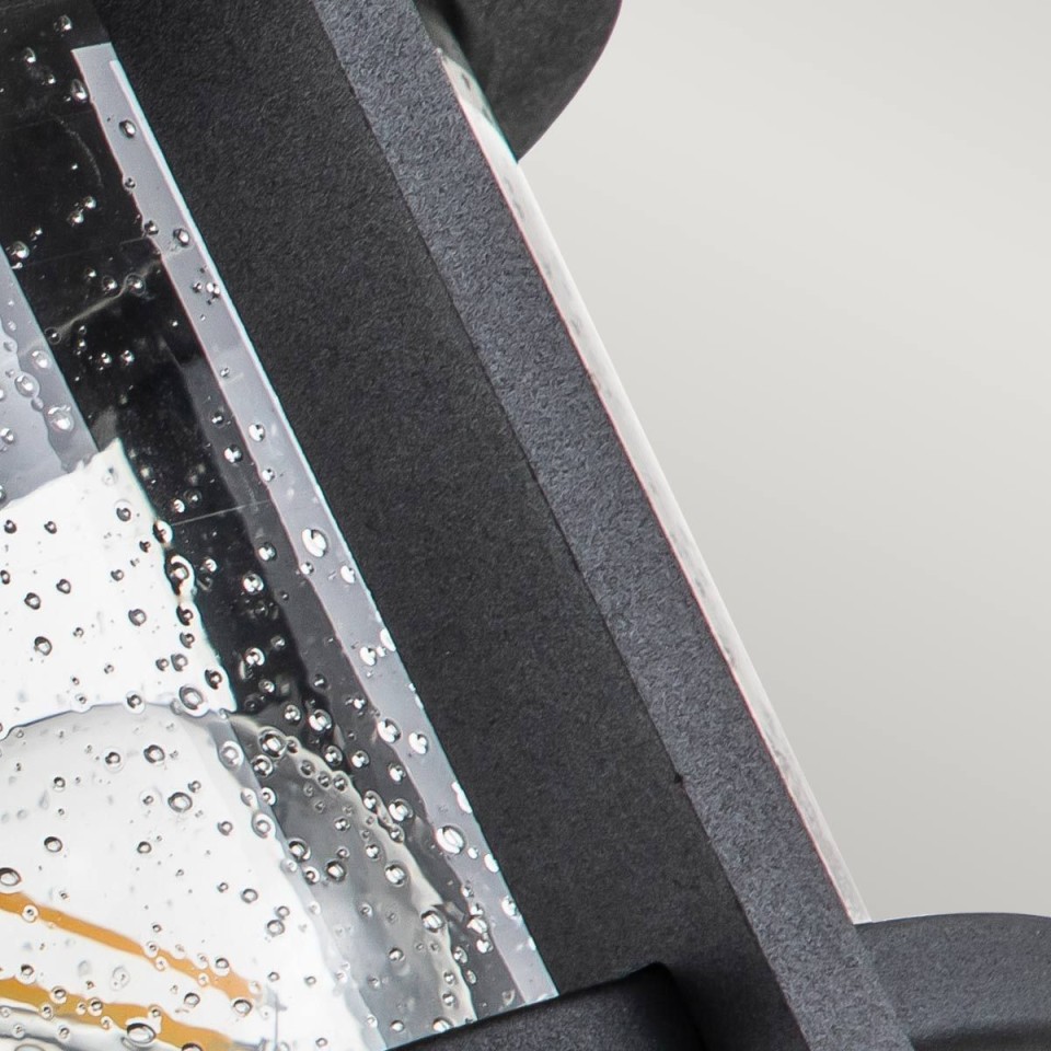 Merrill 2-Lt Outdoor Flush Ceiling Light Black/Clear 33cm IP44