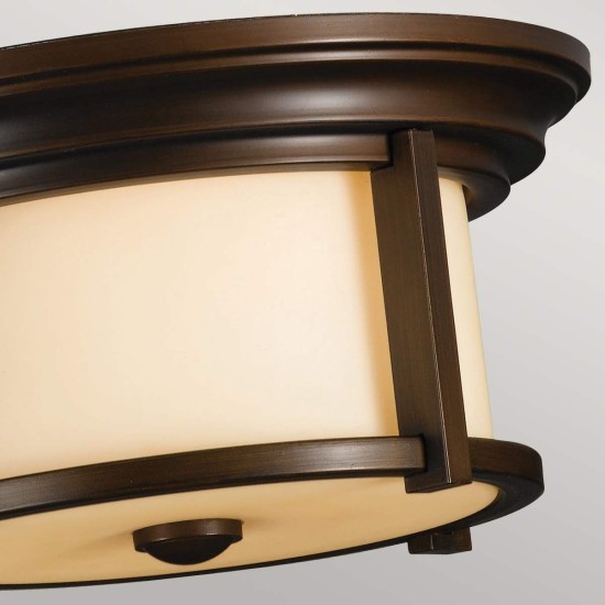 Merrill 2-Lt Outdoor Flush Ceiling Light Heritage Bronze/Cream 33cm IP44