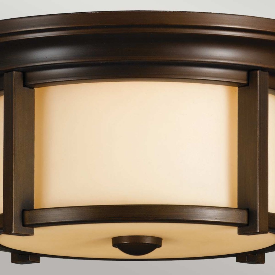 Merrill 2-Lt Outdoor Flush Ceiling Light Heritage Bronze/Cream 33cm IP44