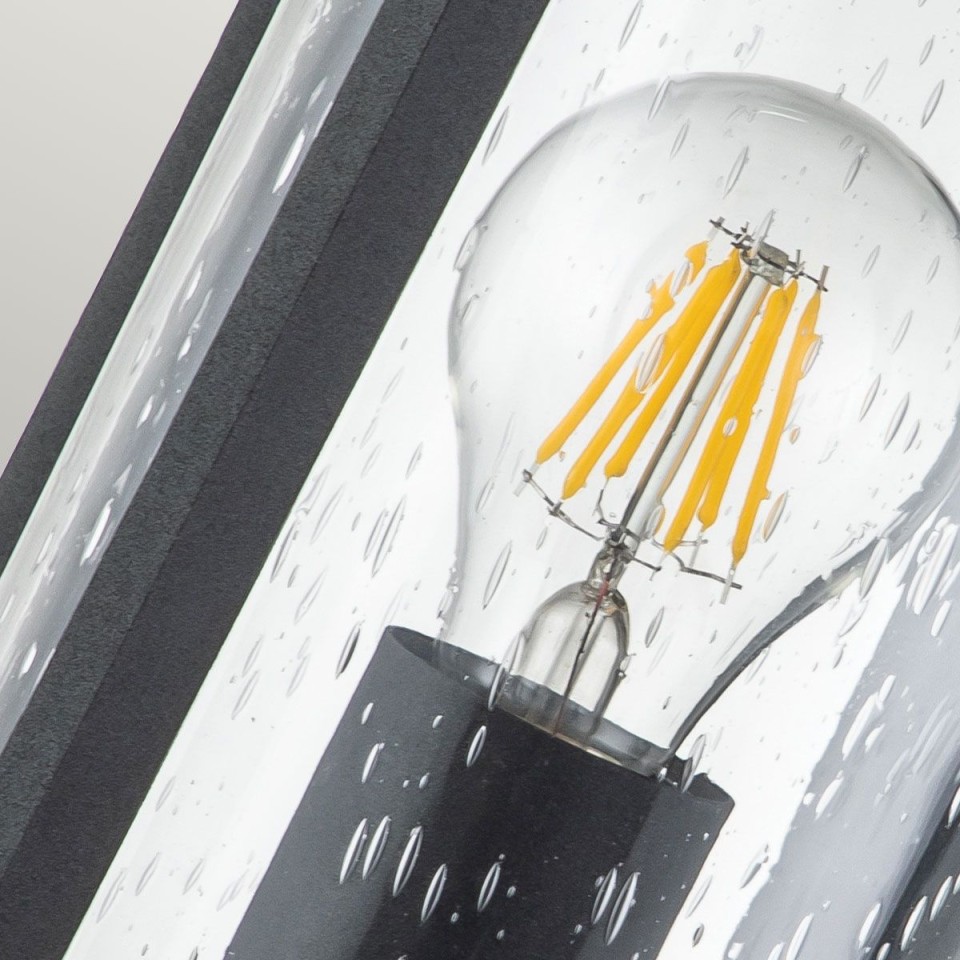 Merrill 1-Lt Outdoor Wall Light Black/Clear 38.8cm IP44