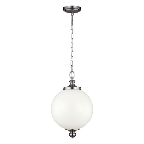 Parkman 1-Lt Large Ceiling Light Polished Nickel/White 30.5cm