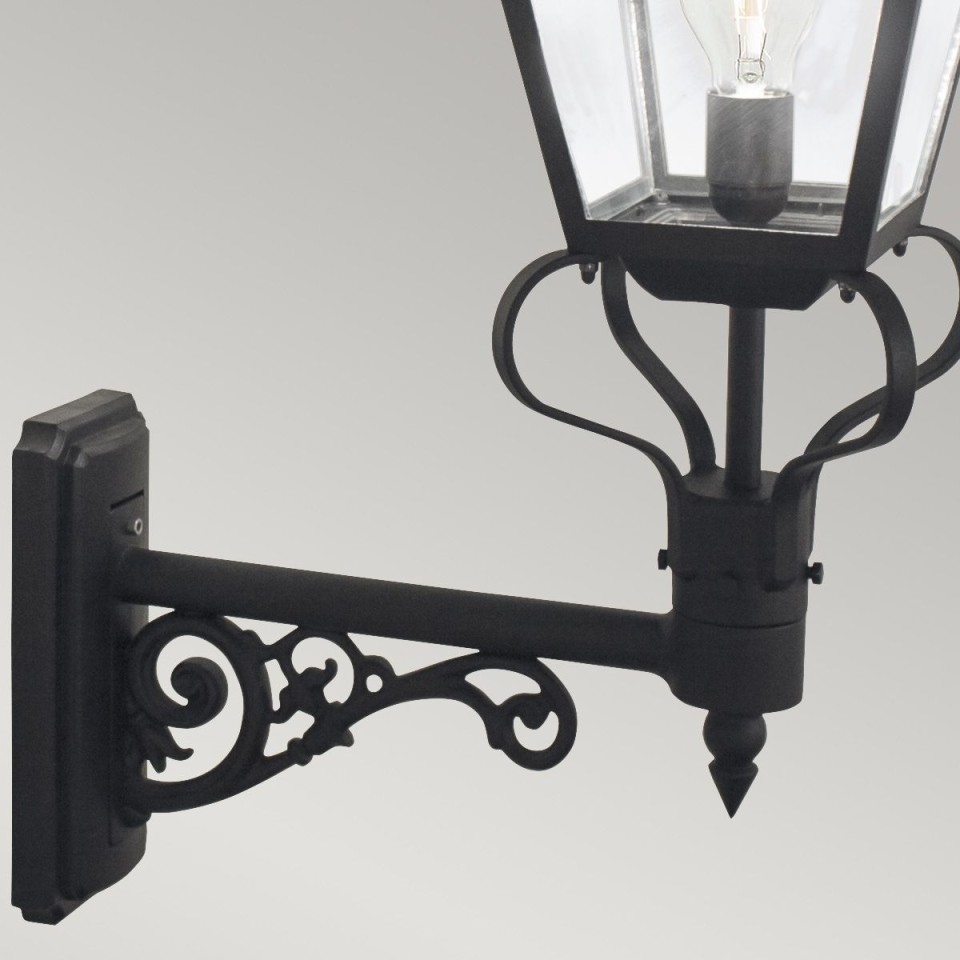 Grampian 1-Lt Outdoor Wall Light Black/Clear 82cm
