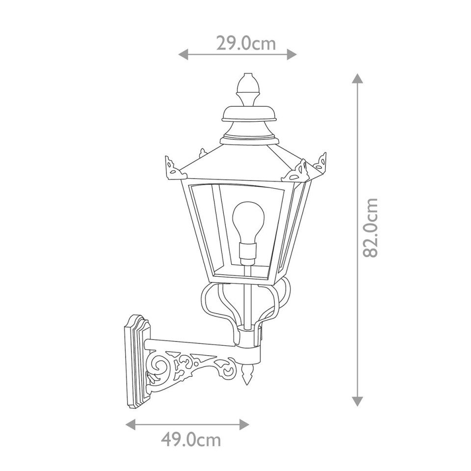 Grampian 1-Lt Outdoor Wall Light Black/Clear 82cm