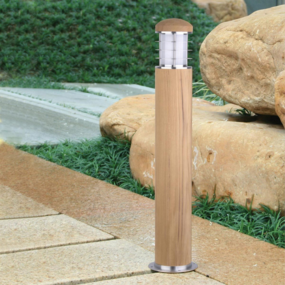 Poole utomhus pollare teak/rostfritt stål 67 cm IP55 Elstead Lighting Poole utomhus pollare teak/rostfritt stål 67 cm IP55