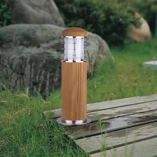 Poole utomhus mini pollare teak/rostfritt stål 24 cm IP55 Poole utomhus mini pollare teak/rostfritt stål 24 cm IP55