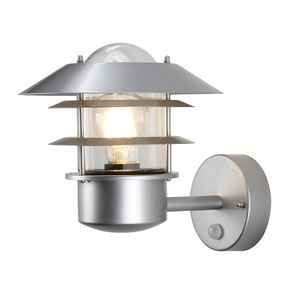 Helsingor 1-Lt Outdoor Wall Lamp With PIR Silver 23.6cm Elstead Lighting Helsingor 1-Lt Outdoor Wall Lamp With PIR Silver 23.6cm