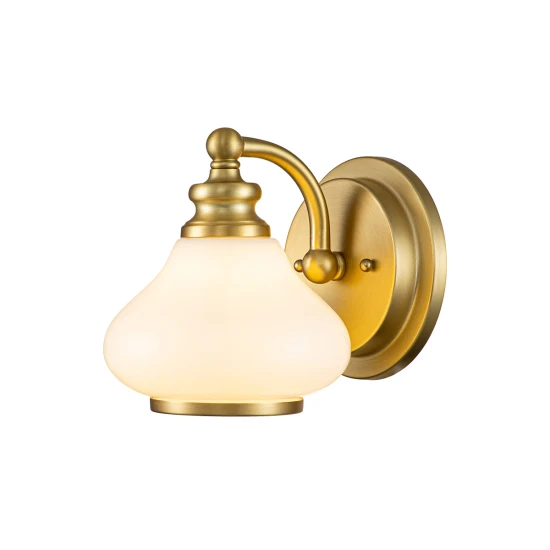 Ainsley 1 Wall Lamp Brass/White 19.1cm IP44