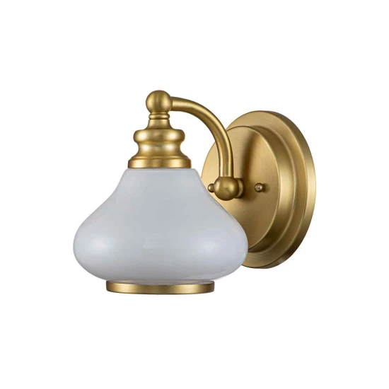 Ainsley 1 Wall Lamp Brass/White 19.1cm IP44