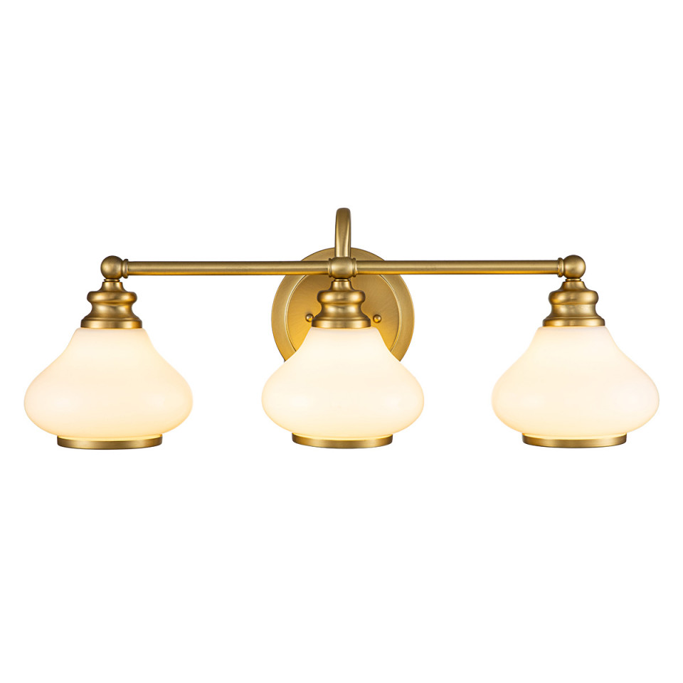 Ainsley 3 Wall Lamp Brass/White 23.1cm IP44 Elstead Lighting Ainsley 3 Wall Lamp Brass/White 23.1cm IP44