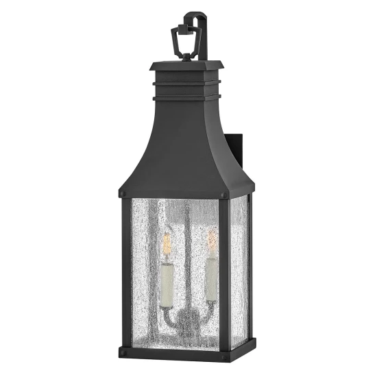 Beacon Hill 2-Lt medium utomhus vägglampa svart/klart glas 58,4cm IP44